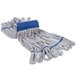 A Unger SmartColor blue microfiber tube mop head with blue straps.