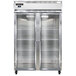 A Continental Refrigerator reach-in freezer with two glass doors.