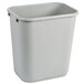 A gray rectangular Continental wastebasket with a lid.