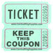 A pair of Carnival King green raffle tickets with black text.
