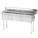 An Advance Tabco stainless steel 3 compartment sink.