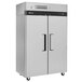 A silver Turbo Air M3 Series reach-in refrigerator with black handles.