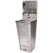 Advance Tabco 7-PS-99 Hands Free Hand Sink with Pedestal Base, Soap and Towel Dispenser, and Trash Bin Main Thumbnail 1