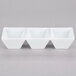 A CAC Citysquare white porcelain bowl divided into three compartments.