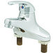 A T&S chrome deck mounted single lever faucet.