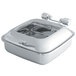 Vollrath 46135 6 Qt. Intrigue Square Induction Chafer with Glass Top and Porcelain Food Pan Main Thumbnail 1