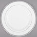 Fineline Silver Splendor 510-WH 10" White Plastic Plate with Silver Bands - 12/Pack Main Thumbnail 2
