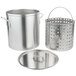 A large silver Vollrath Wear-Ever boiler/fryer pot with handles and a lid.