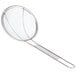 A 5 1/2" round stainless steel skimmer/strainer with a long handle and metal mesh.