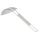 A 5 1/2" round stainless steel skimmer with a long handle.