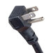 A close-up of a black electrical plug with two prongs.