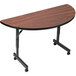 Correll EconoLine Mobile Half Round Flip Top Table, 24" x 48" Adjustable Height Melamine Top, Walnut Main Thumbnail 1