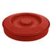 A red round Carlisle polypropylene container with a lid.
