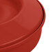 A close-up of a Carlisle red polypropylene tortilla container with interlock lid.