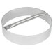 An American Metalcraft stainless steel dough cutting ring with a handle.