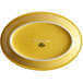 A yellow oval platter with a white rim.