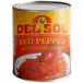 A Del Sol #10 can of diced red bell peppers with a label.