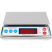 A Cardinal Detecto digital portion scale with blue buttons and a silver background.