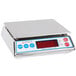 A silver Cardinal Detecto digital portion scale with blue buttons.