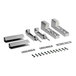 A set of stainless steel door hinges by Cres Cor.