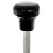 A black and silver metal pusher assembly with a black knob.