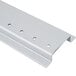 A white aluminum wall mounting rail with holes for bins.