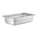 A silver metal Choice 1/4 size stainless steel steam table pan with a lid.