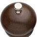 A Chef Specialties Windsor Walnut salt mill with a silver metal cap and wooden knob.