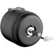 A black round Scotsman electric fan motor with white wires.