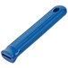 A blue silicone handle with holes for Vollrath fry pans.