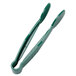A pair of tongs with green flat grip handles.