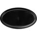 A black oval casserole dish with handles.
