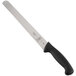 A Mercer Culinary Millennia 11" Serrated Edge Slicer Knife with a black handle.