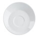 A CAC bone white porcelain saucer with a circle on it.