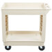 Continental 5800BE 34" x 17" Beige Utility Cart with 2-Shelf Recessed Top Main Thumbnail 3