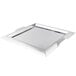 A Vollrath stainless steel square serving tray with handles.