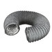 A grey corrugated pipe with a spiral design and a hole in it.