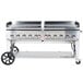 A Crown Verity 72" portable outdoor griddle on wheels.