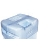 A blue Rubbermaid plastic container with a lid.