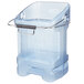 A blue plastic Rubbermaid ProServe ice tote with a handle.