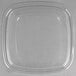A clear Sabert square plastic container with a clear dome lid.