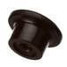 A black round plastic knob with a hole in it.