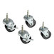 A set of four Beverage-Air black stem casters with black rubber wheels.