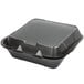 Genpak SN243-BK 8" x 8" x 3" Black 3-Compartment Hinged Lid Foam Container - 100/Pack Main Thumbnail 2