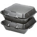 Genpak SN243-BK 8" x 8" x 3" Black 3-Compartment Hinged Lid Foam Container - 100/Pack Main Thumbnail 4