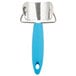 An Ateco stainless steel circle cutter with a blue silicone handle.