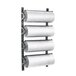 A white rectangular Bulman paper roll rack with black lines holding four paper rolls.