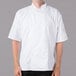 Mercer Culinary Genesis® M61012 Unisex White Customizable Traditional Neck Short Sleeve Chef Jacket Main Thumbnail 1