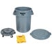 Rubbermaid BRUTE 44 Gallon Gray Round Trash Can, Lid, Caddy Bag, and Dolly Kit Main Thumbnail 4