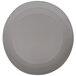 A white stoneware plate with a gray wave pattern on the rim.